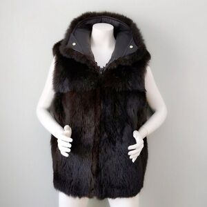 Andrew Marc Opossum REAL Fur Leather Bomber Vest